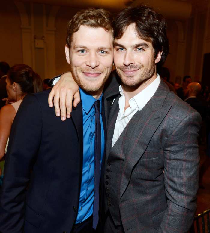 Joseph Morgan and Ian Somerhalder backstage at the CW Network's 2013 Upfront