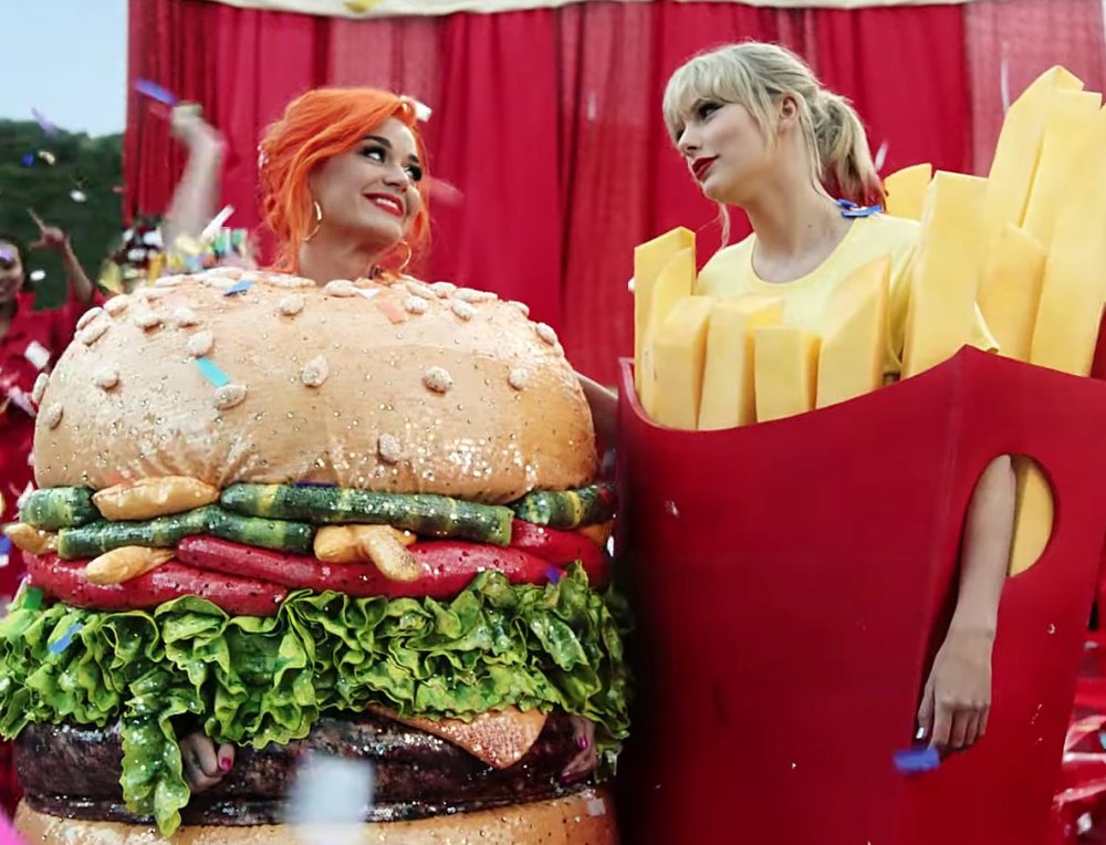 Katy Perry Dressed as a Hamburger and Taylor Swift Dressed as French Fries in the Video for You Need To Calm Down