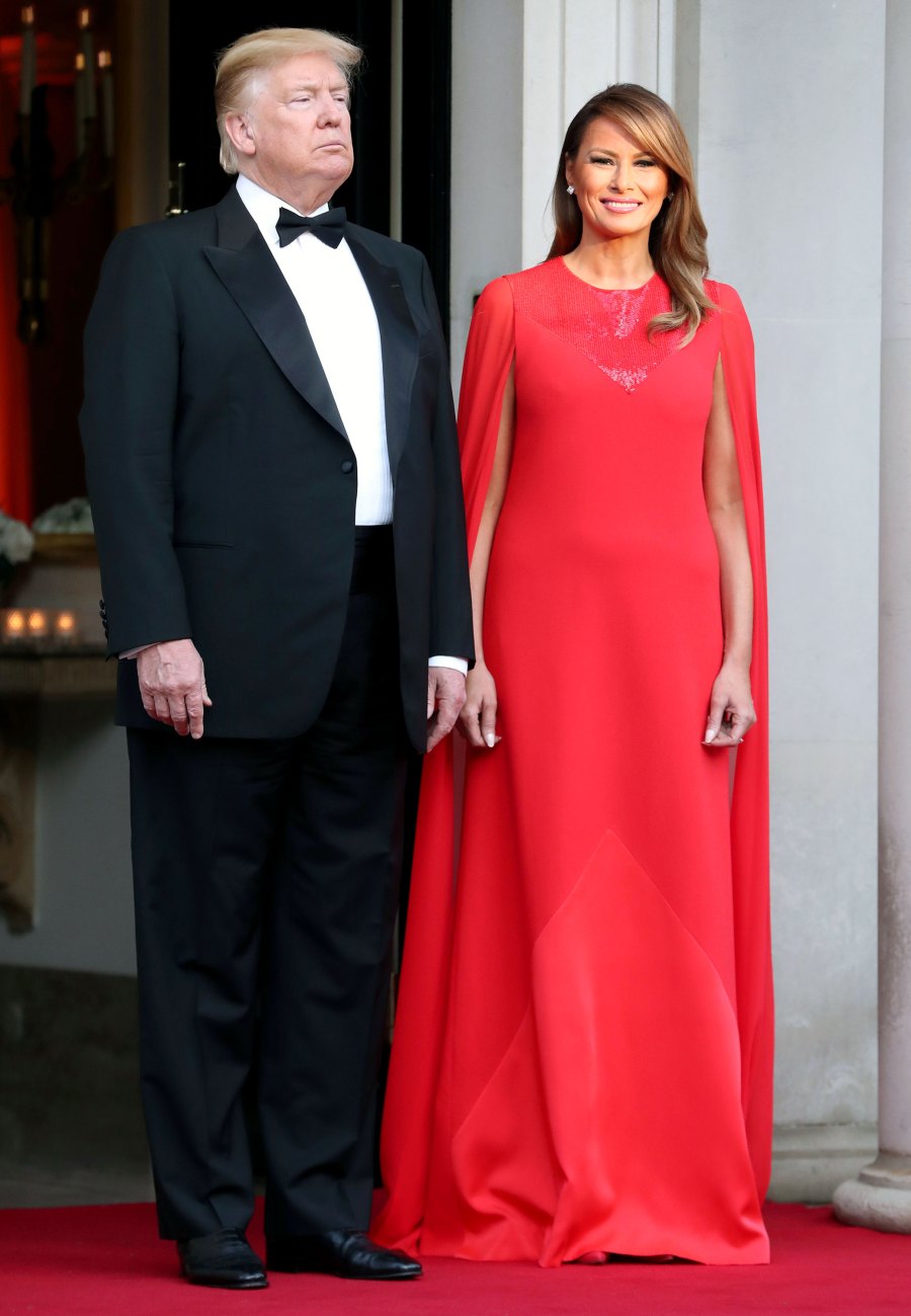 Melania Trump Wears Bold Red Dress by Duchess Meghan’s Favorite Designer to Dinner