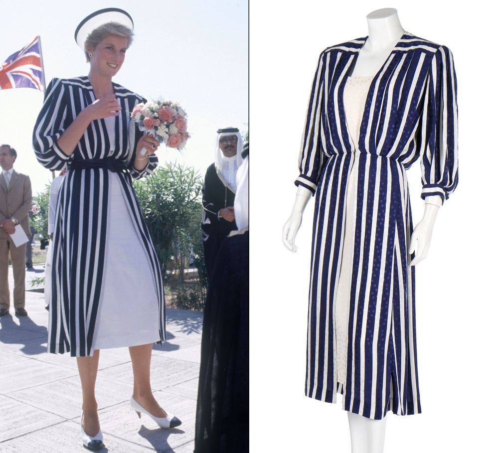 Princess Diana Dress Auction Striped Ensemble