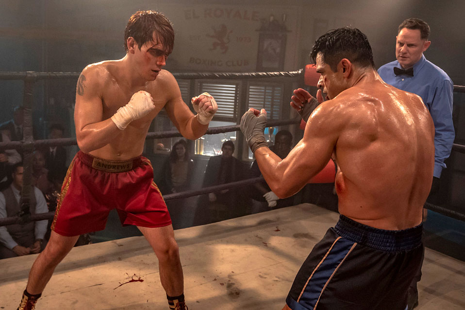 Riverdale KJ Apa wearing Red Trunks and Mark Consuelos Wearing Black and Blue Trunks Boxing MTV Move and TV Awards 2019