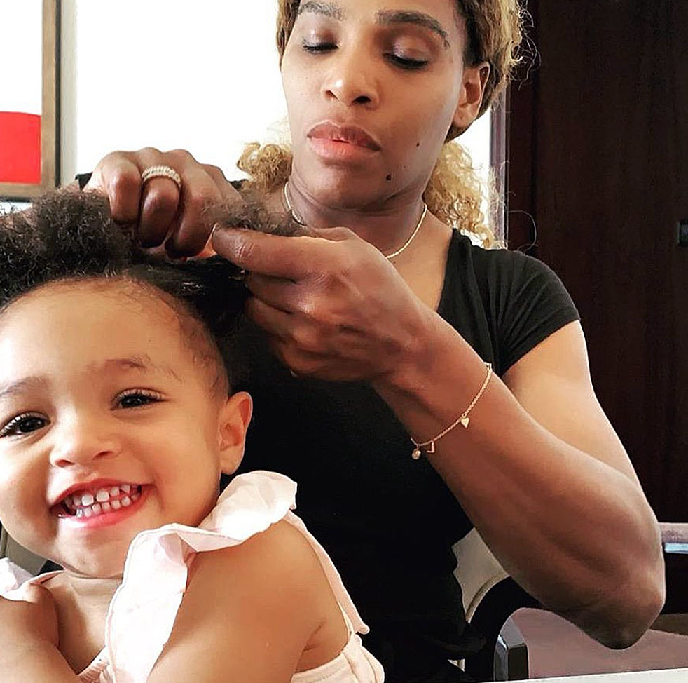 Serena Williams Braiding Daughters Hair