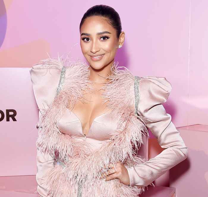 Shay Mitchell Wearing Pink attends Patrick Ta Beauty Launch Pregnant
