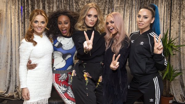 Adele Gives The Victory Sign And Poses with the Spice Girls
