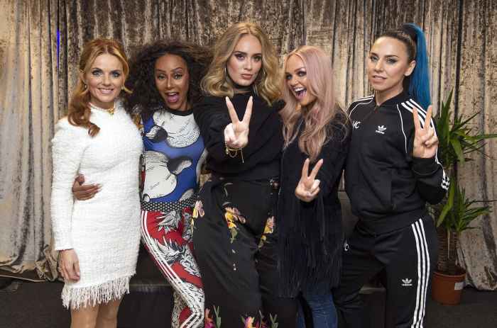 Adele Gives The Victory Sign And Poses with the Spice Girls