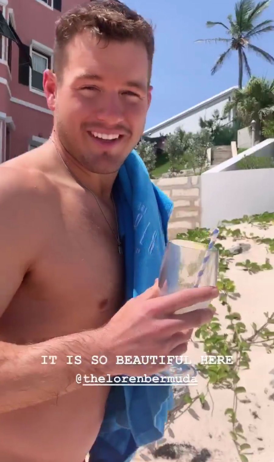 The Bachelor’s Colton Underwood and Cassie Randolph Look So in Love on Bermuda Vacation Shirtless Drinking