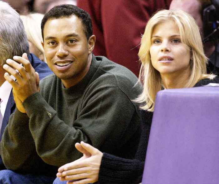 Tiger Woods and Elin Nordegren at Los Angeles Lakers Game in 2003