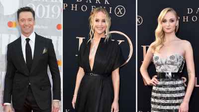 X Men Now and Then Hugh Jackman, Jennifer Lawrence, Sophie Turner