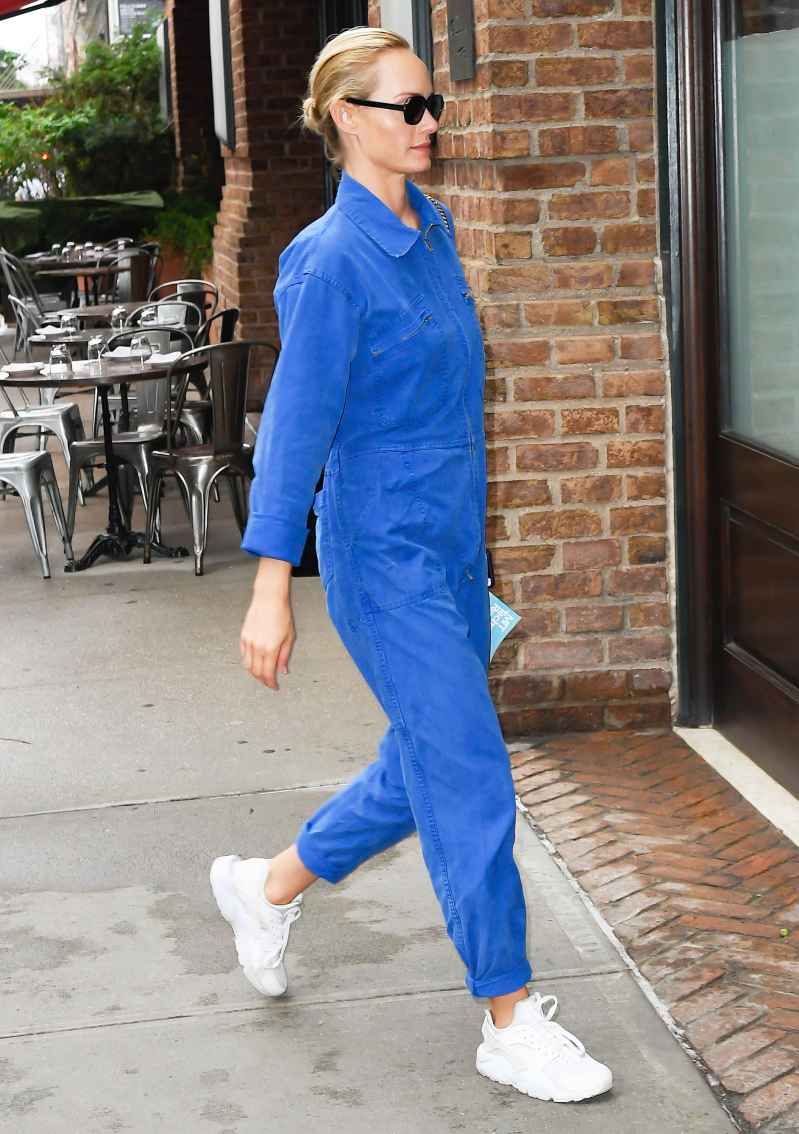 Amber Valletta Blue Jumpsuit 4th of July Style