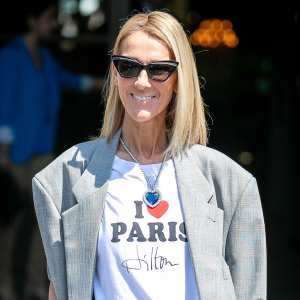 Celine Dion Wearing the Blue Diamond Necklace From Titanic at Paris Fashion Week