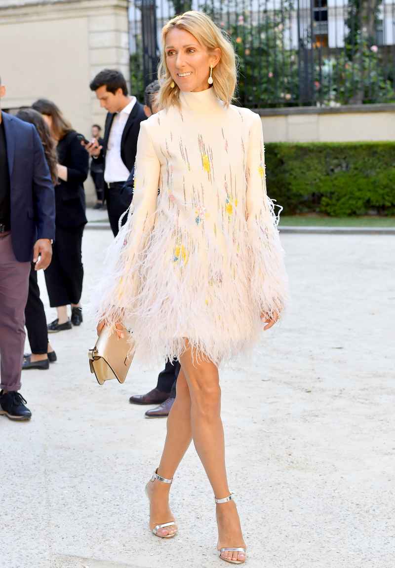 Celine-Dion-feather-dress-Paris-Fashion-Week