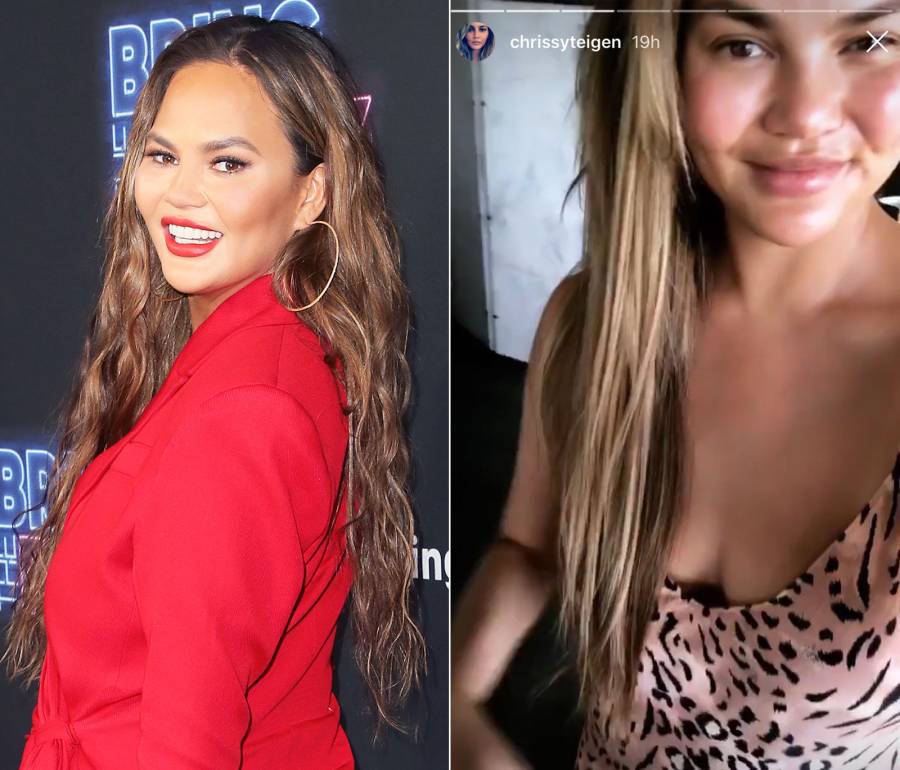 Chrissy Teigen Hair Change Blonde Highlights