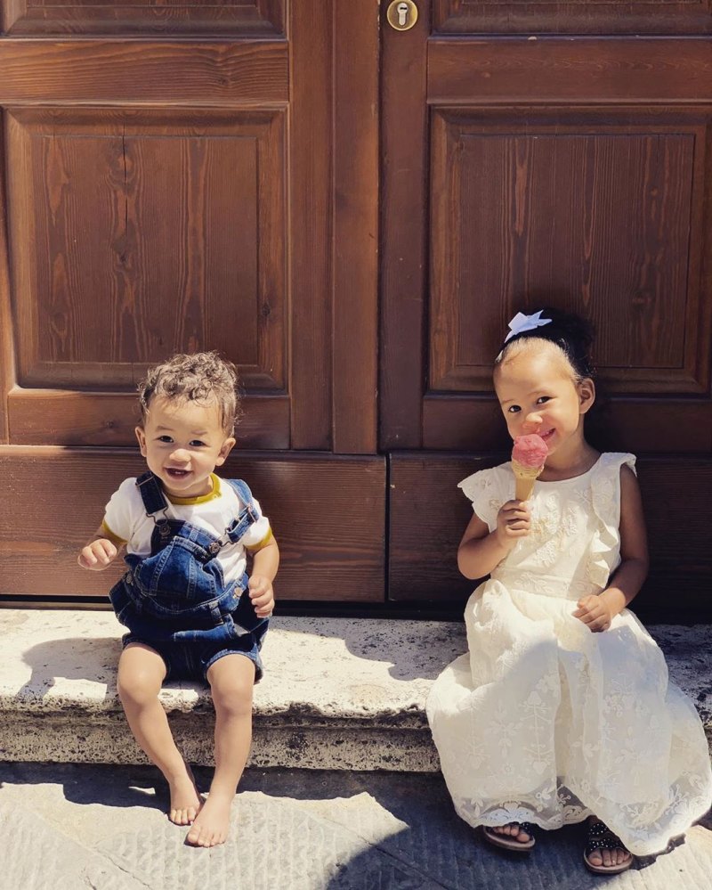 Chrissy Teigen and John Legend’s Summer Vacation Album With Luna and Miles Ice Cream Sitting on Stoop