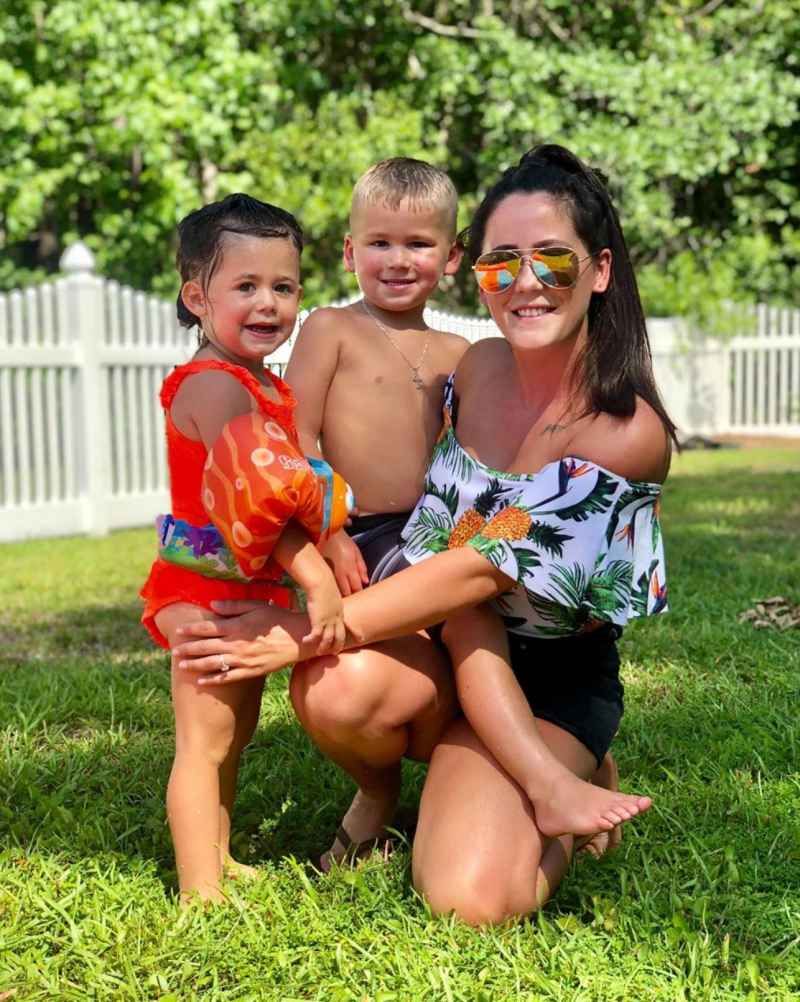 Jenelle Evans and Kaiser Ensley in Yard Swimsuits Sunglasses Jenelle Evans Regains Custody of Kids
