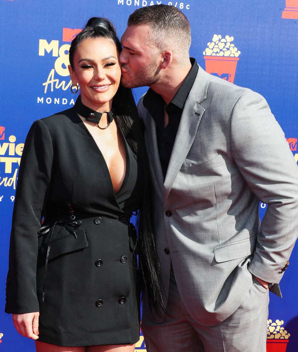 Jenni JWoww Farley and Zack Carpinello at MTV Movie and TV Awards Instagram Video Holding Grayson