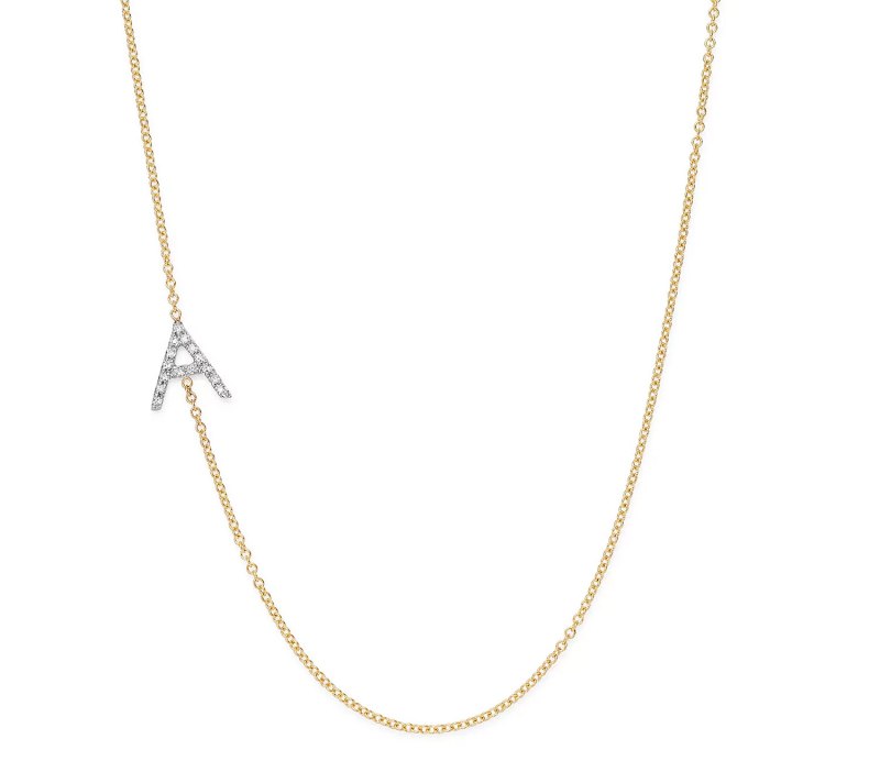Zoe Lev 14K Yellow Gold Diamond Asymmetric Initial Necklace