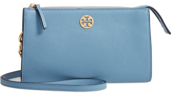 Leather Crossbody Bag, Main, color, BLUE YONDER (28) Mini Everly Leather Crossbody Bag TORY BURCH