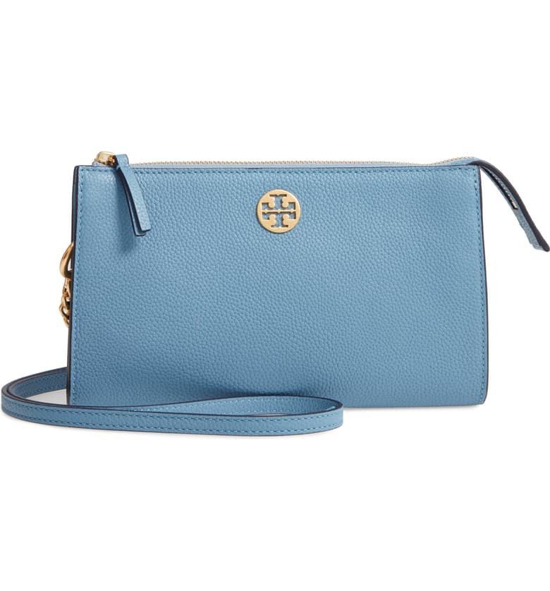 Leather Crossbody Bag, Main, color, BLUE YONDER (28) Mini Everly Leather Crossbody Bag TORY BURCH