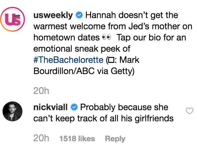 Nick-Viall-Hannah-Brown-Jed-girlfriends-Instagram-comment