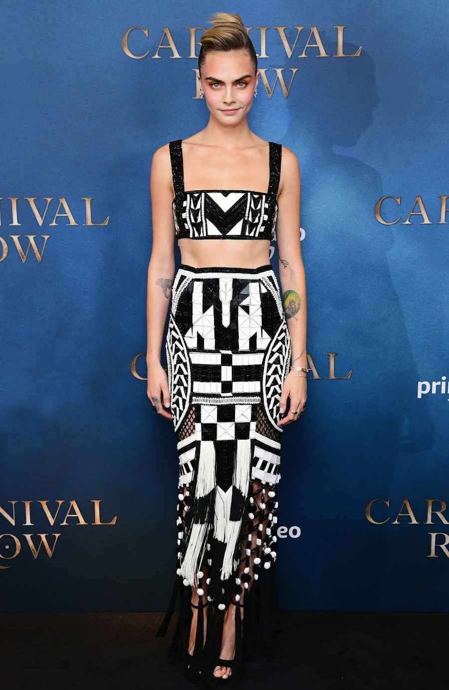 Cara Delevingne Black and White Two-Piece August 28, 2019