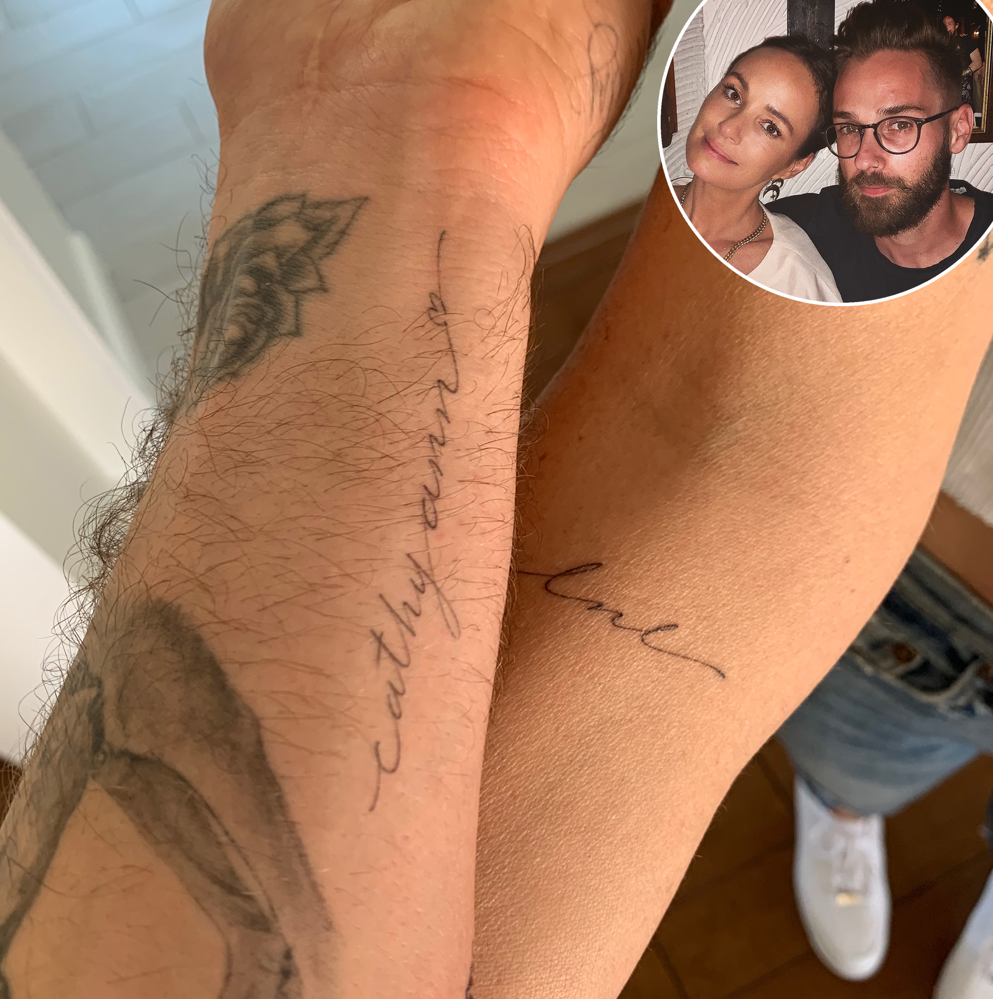 Zoe Saldanas face tattooed on husbands arm