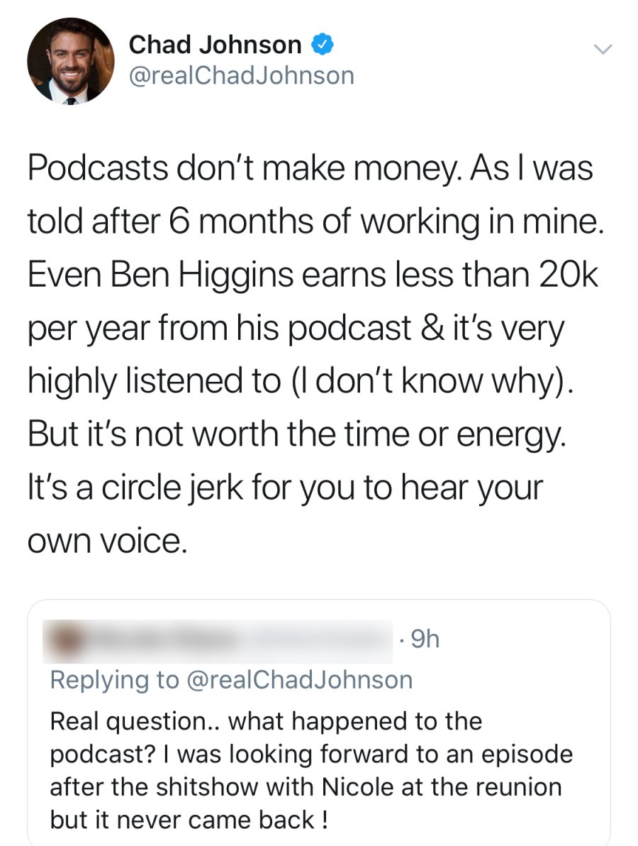 Chad Johnson Slams Bachelor Nation Twitter