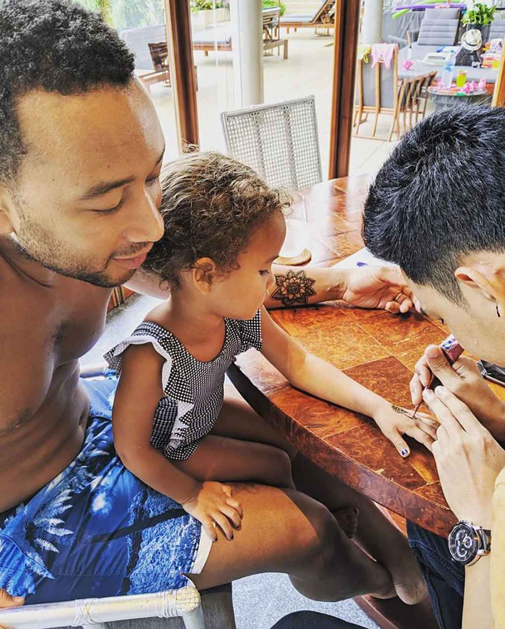 Chrissy Teigen, John Legend and Luna Get Henna Tattoos Instagram
