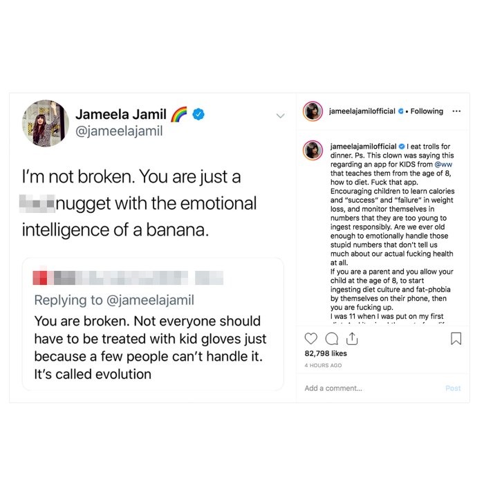 Jameela Jamil Says She Eats Trolls After Commenter Calls Her Broken