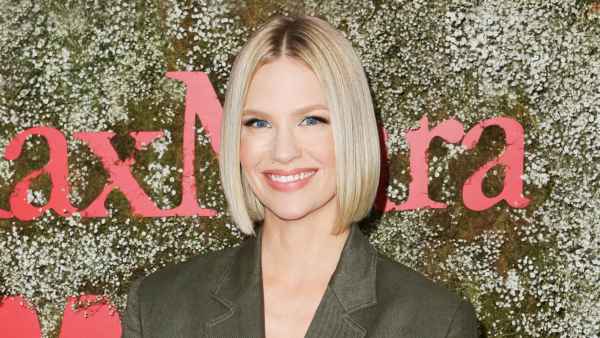 January Jones Olive Suit June 11, 2019