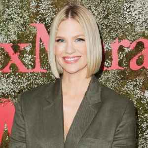 January Jones Olive Suit June 11, 2019