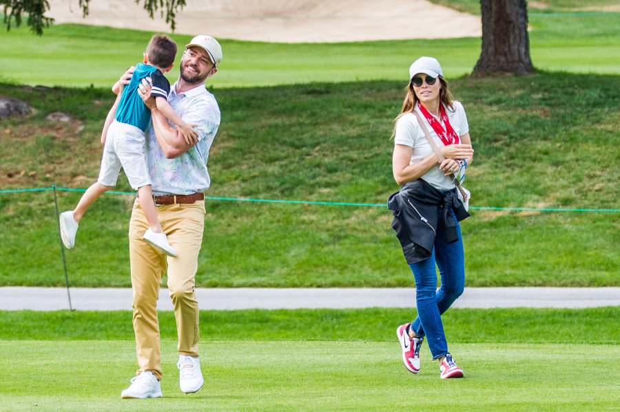 Justin Timberlake Jessica Biel With Son Silas at Golf Course