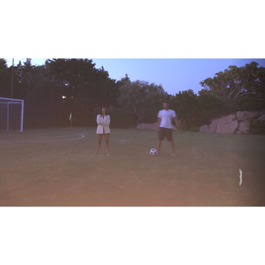 Kourtney Kardashian European Family Vacation Playing Soccer