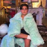 Mason Disick Furry Blue Coat