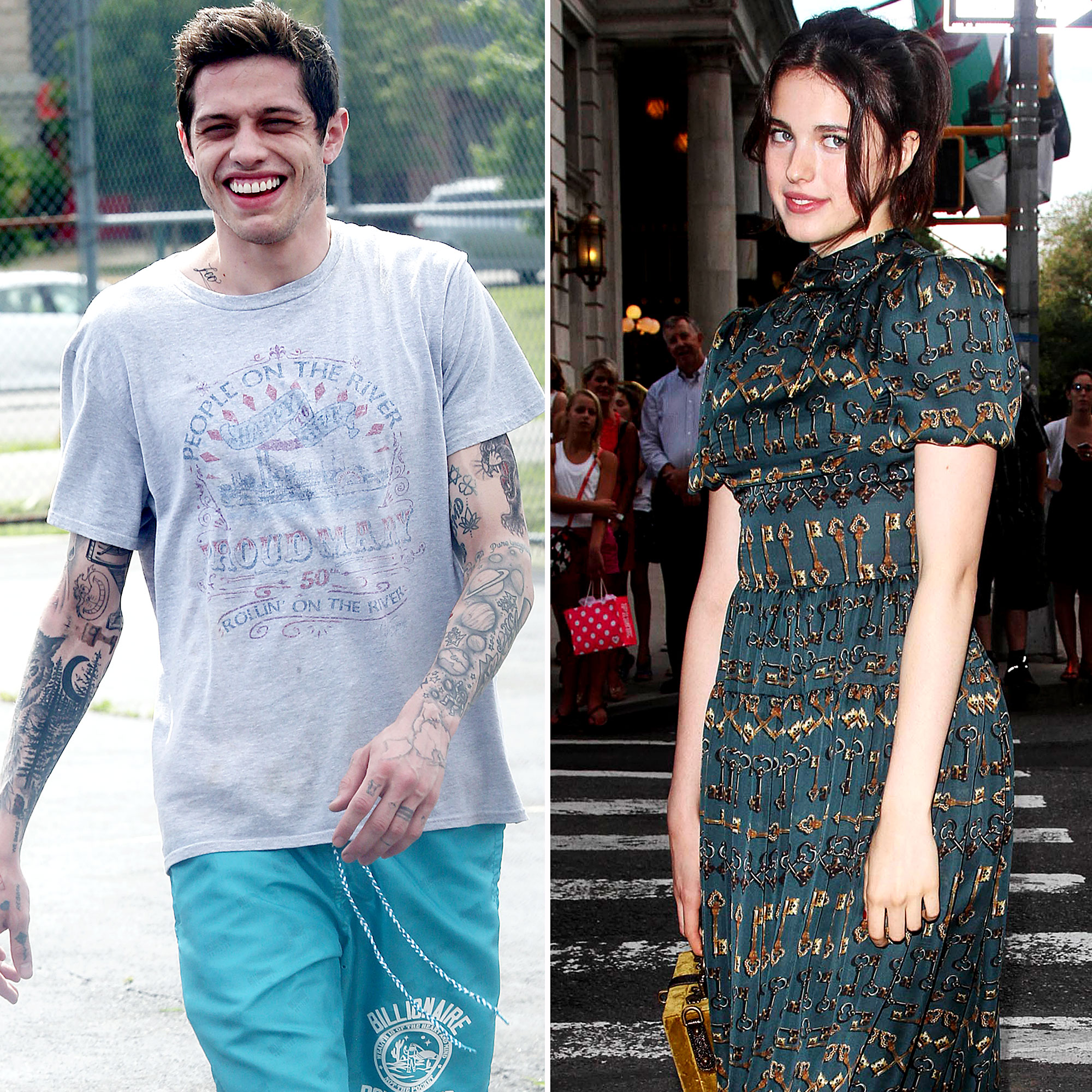 Pete Davidson and GF Margaret Qualley Land in Venice Ahead.