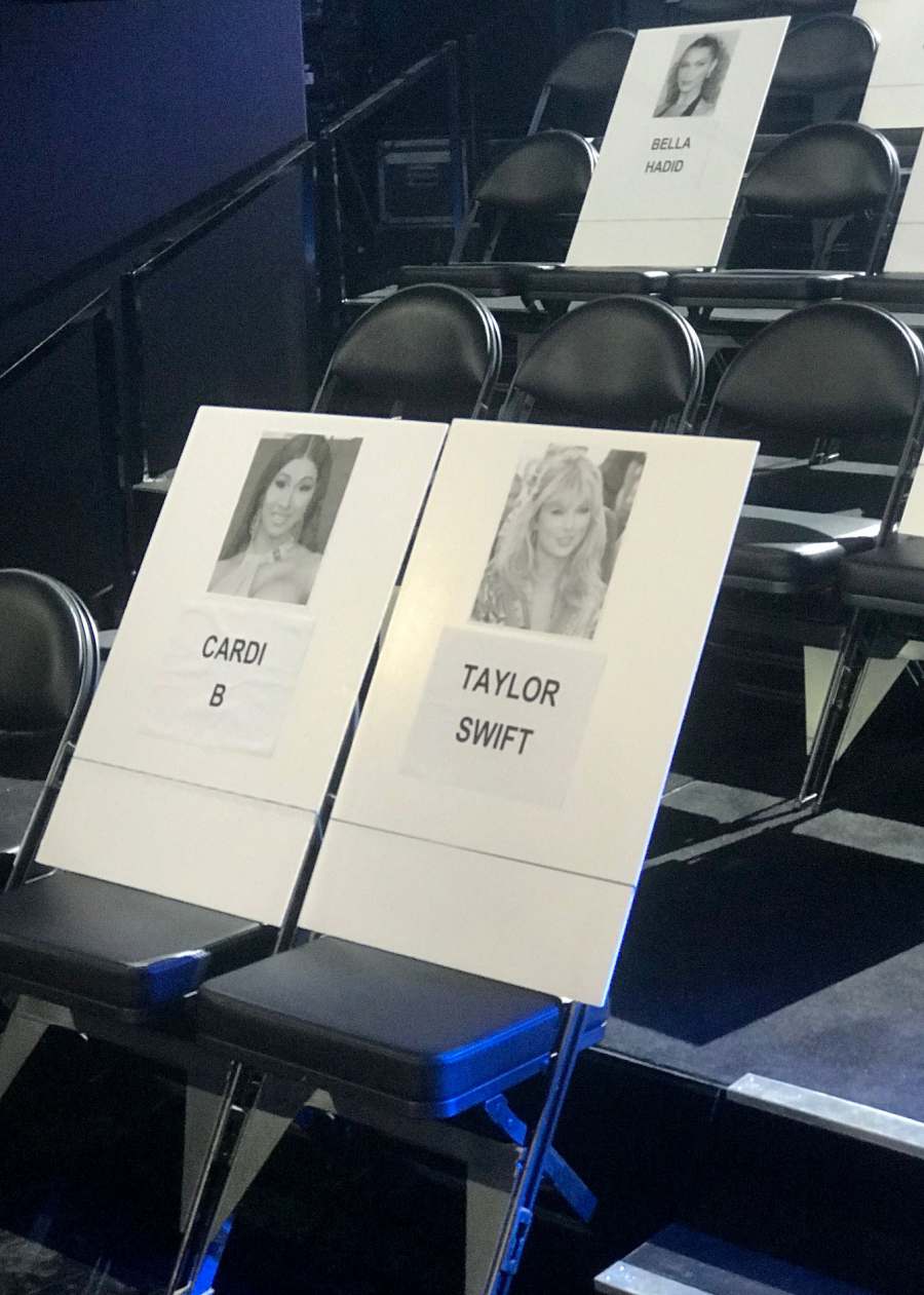 Cardi B and taylor Swift Seating Cards 2019 MTV VMAs Seating