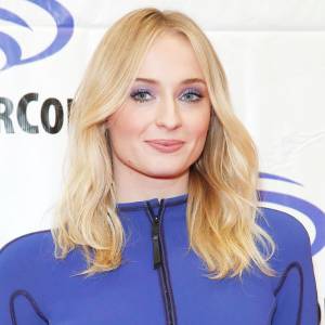 Sophie Turner Blue Zip-Up March 29, 2019