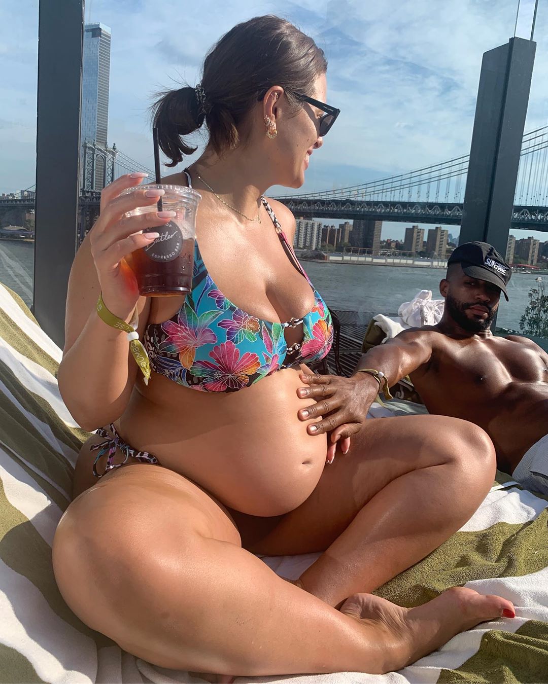 Pregnant Ashley Shows Off Bare Baby Bump in Floral Bikini: Pics