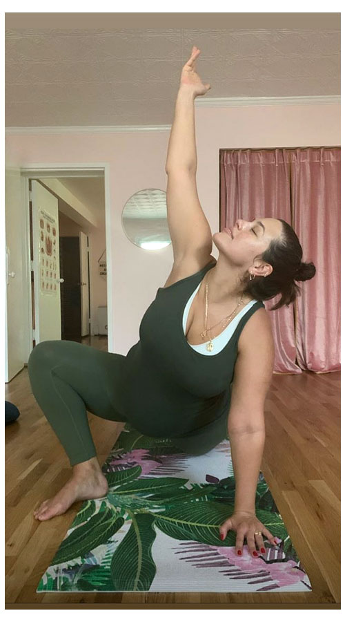 Ashley Graham Pregnant Yoga Smile Instagram