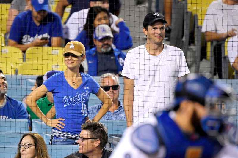 Ashton Kutcher Enjoys Dodgers Game With Mila Kunis After Demi Revelations