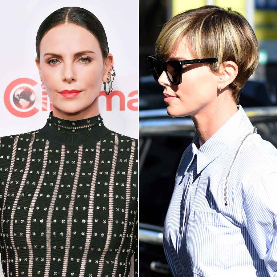 Charlize Theron Hair Change Brunette to Blonde Pixie