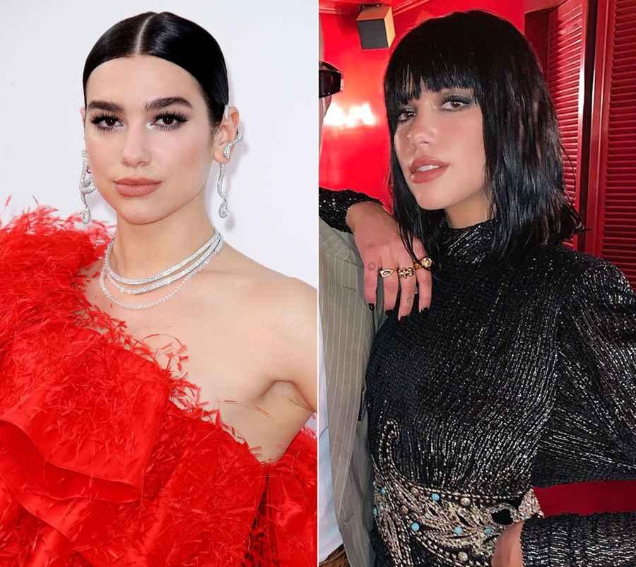 Dua Lipa Hair Change Bangs Before and After