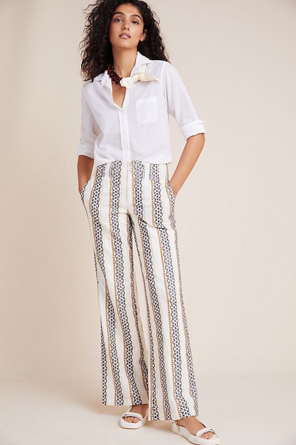 Eyelet-Striped Trousers