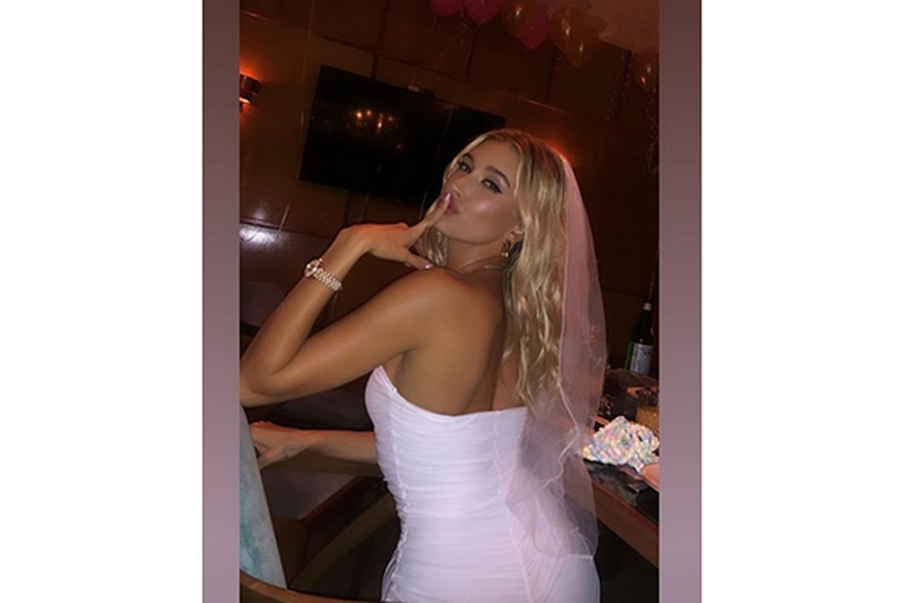 Hailey Bieber Bachelorette Party Dress Instagram Story