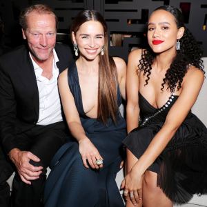 Iain Glen Emilia Clarke and Nathalie Emmanuel HBO Emmys 2019 After Party