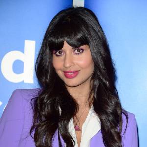 Jameela Jamil Wearing Purple jacket