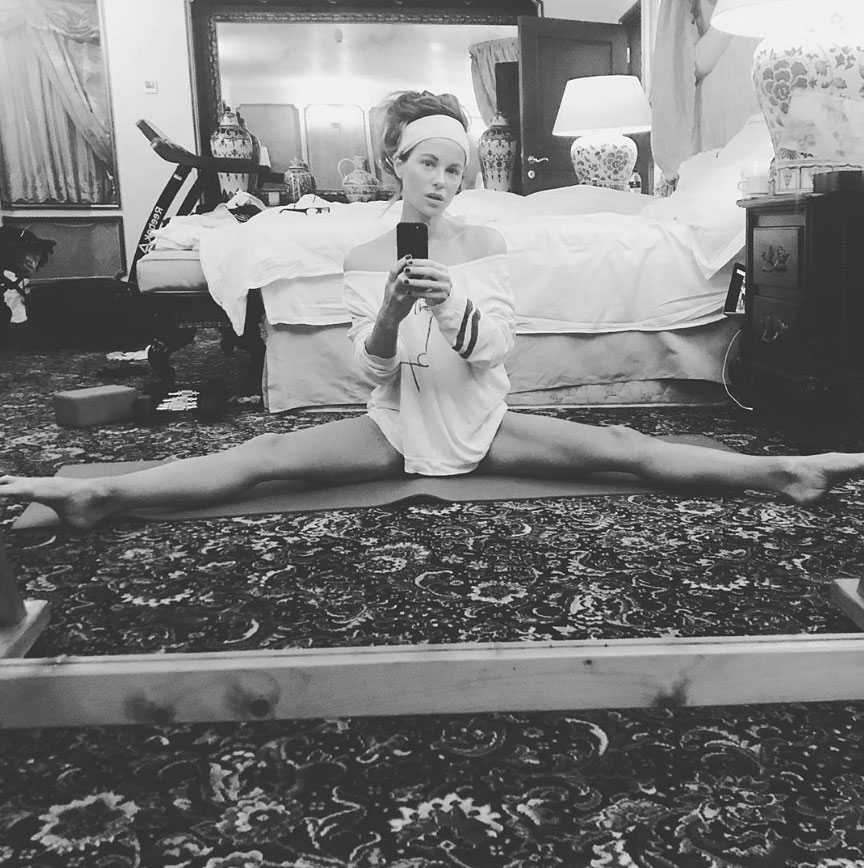Kate Beckinsale Legs Stretched Black and White Instagram