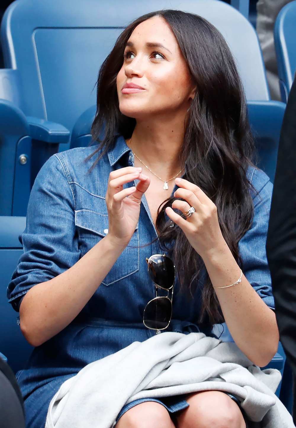 Meghan Markle Wears Prince Harry Initial Necklace at the U.S Open