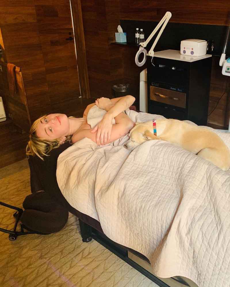 Miley Cyrus Hikes and Gets Massage With Her Dog Bean