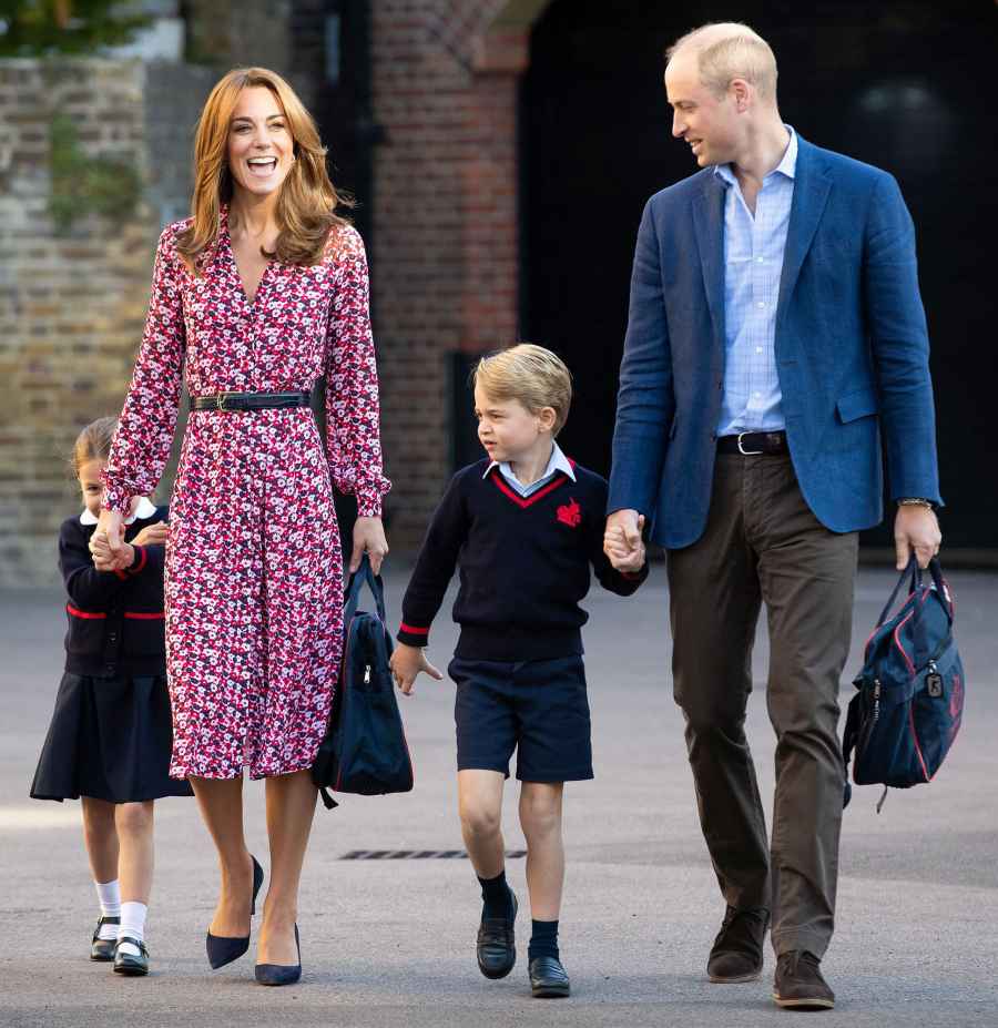 Princess Charlotte Shy First Day of School With Prince George, Catherine Duchess of Cambridge, Prince William