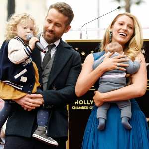 Ryan Reynolds and Blake Lively with their Two Chidlren at Hollywood Star Ceremony My Asshole Kids Don't Let Me Sleep